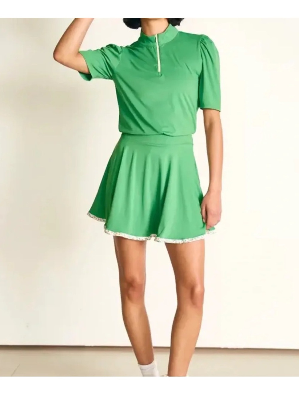 NWT Byrdie Golf Skort Green Floral Trim Large